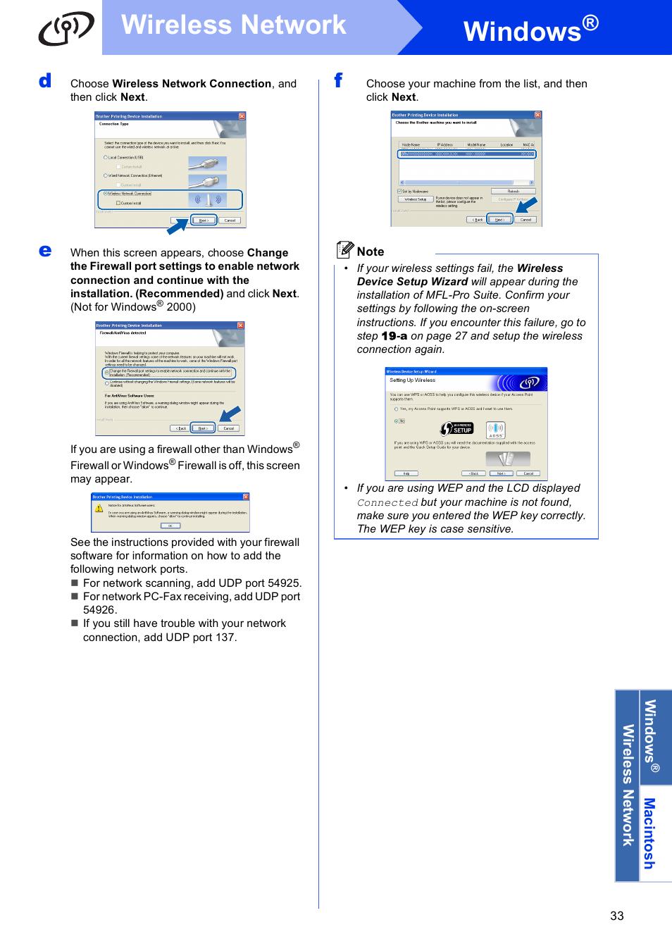 Windows, Wireless network | Brother MFC J6910DW User Manual | Page 33 / 40