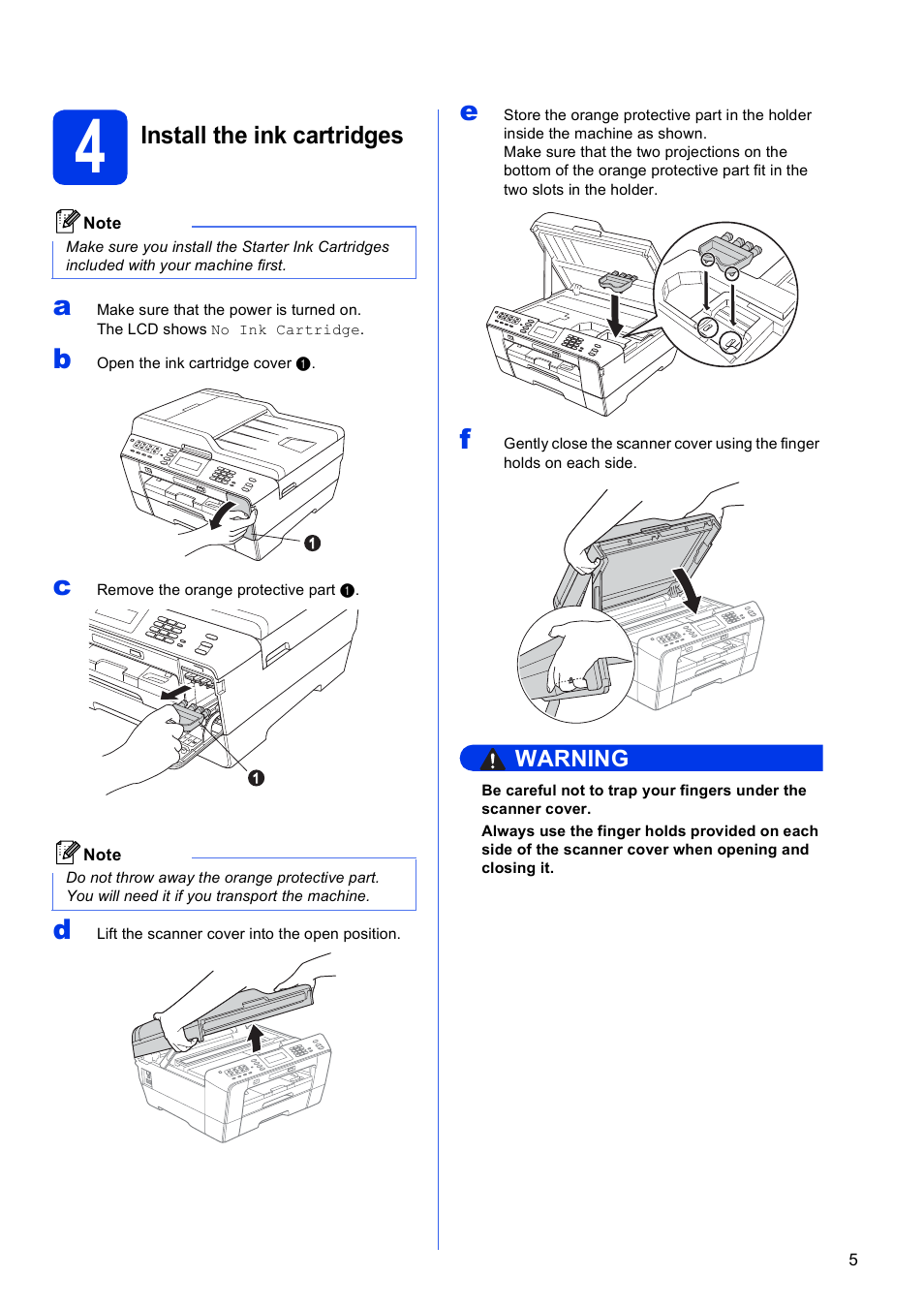 4 install the ink cartridges | Brother MFC J6910DW User Manual | Page 5 / 40