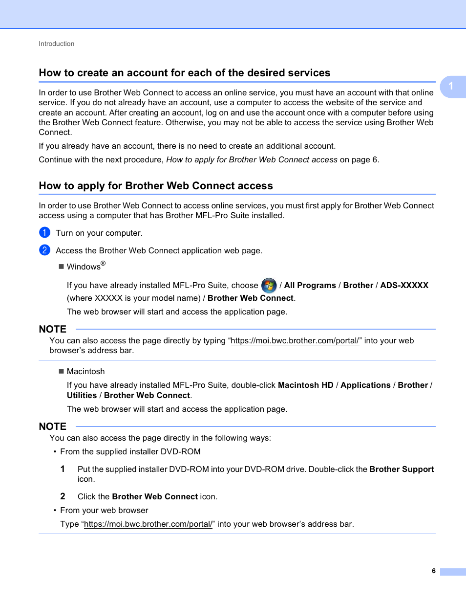 How to apply for brother web connect access | Brother ADS-2500W User Manual | Page 9 / 20