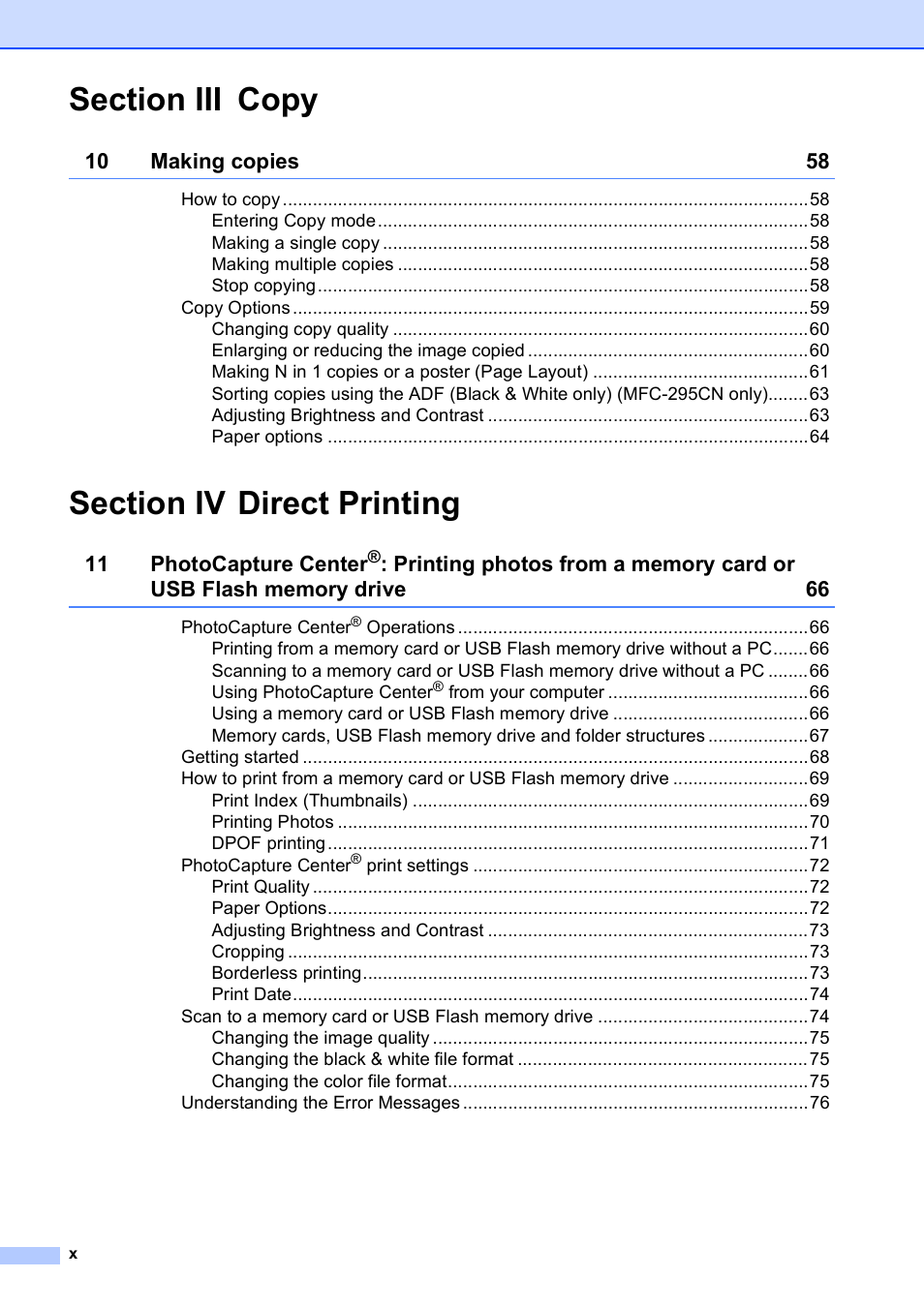 Brother MFC-255CW User Manual | Page 12 / 180