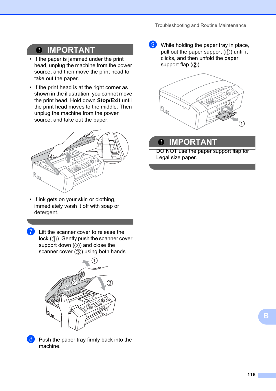 Important | Brother MFC-255CW User Manual | Page 129 / 180