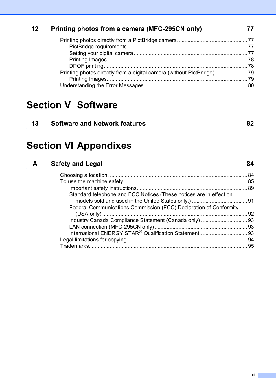 Brother MFC-255CW User Manual | Page 13 / 180