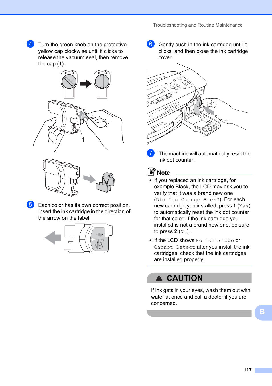 Caution | Brother MFC-255CW User Manual | Page 131 / 180