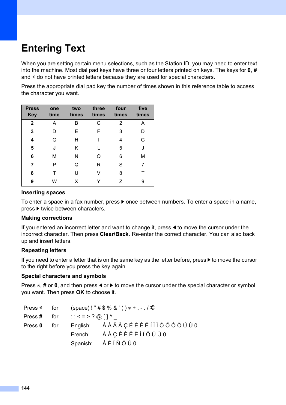 Entering text | Brother MFC-255CW User Manual | Page 158 / 180