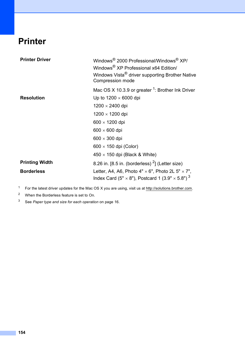 Printer | Brother MFC-255CW User Manual | Page 168 / 180