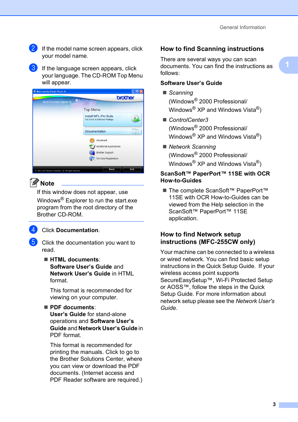 How to find scanning instructions | Brother MFC-255CW User Manual | Page 17 / 180