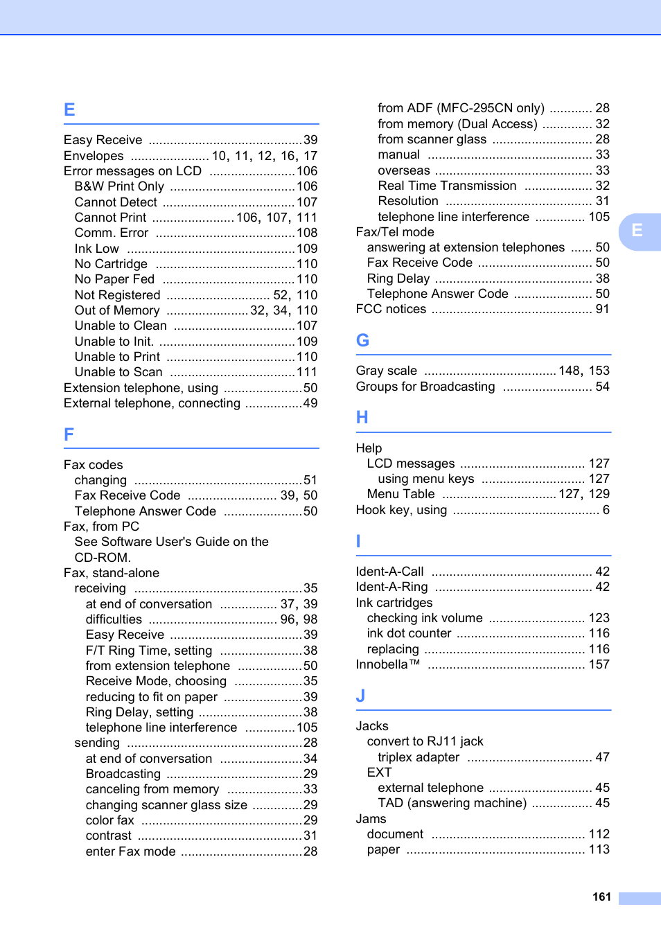 Brother MFC-255CW User Manual | Page 175 / 180