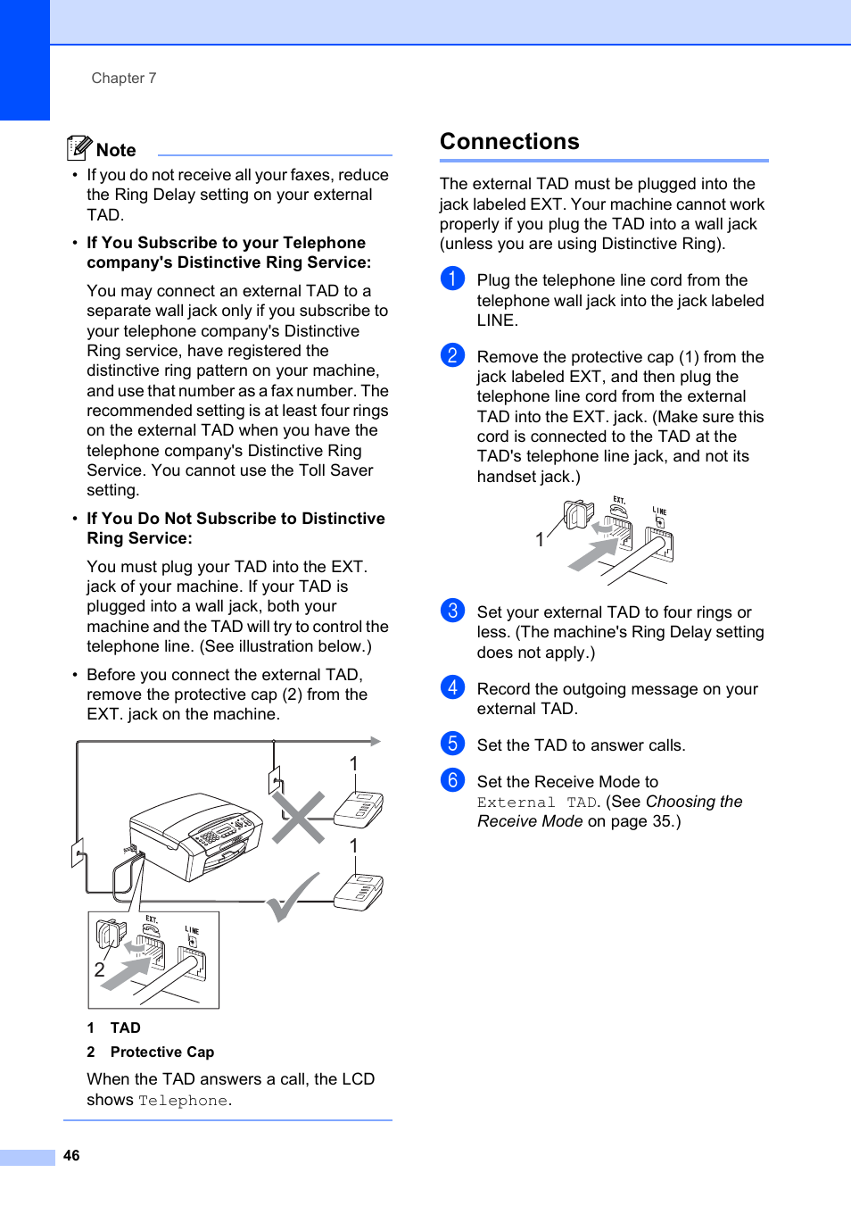 Connections | Brother MFC-255CW User Manual | Page 60 / 180