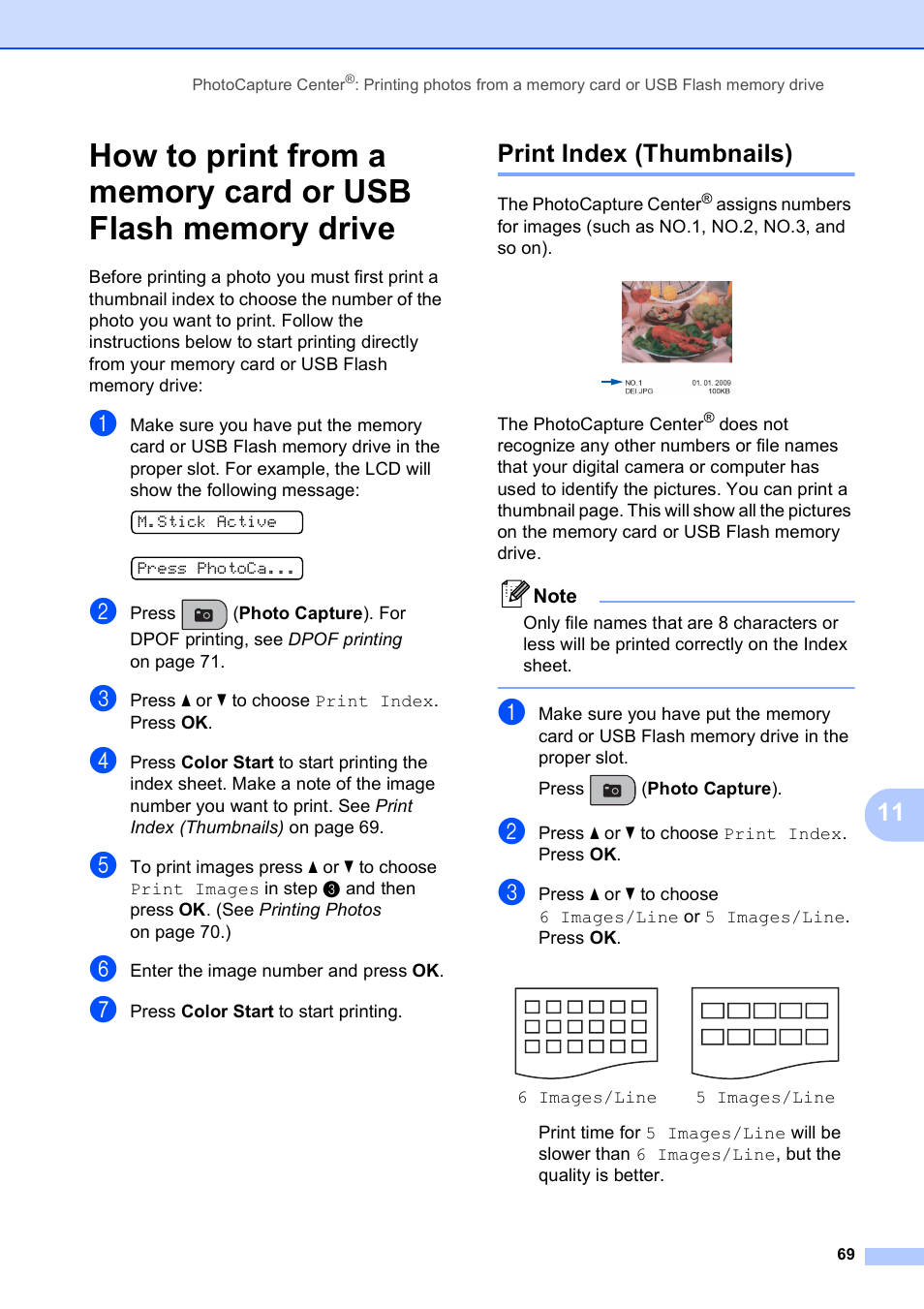 Print index (thumbnails) | Brother MFC-255CW User Manual | Page 83 / 180