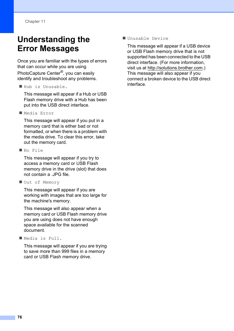 Understanding the error messages | Brother MFC-255CW User Manual | Page 90 / 180