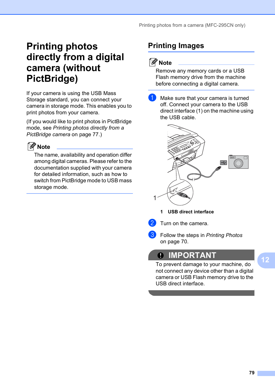 Printing images, Important | Brother MFC-255CW User Manual | Page 93 / 180