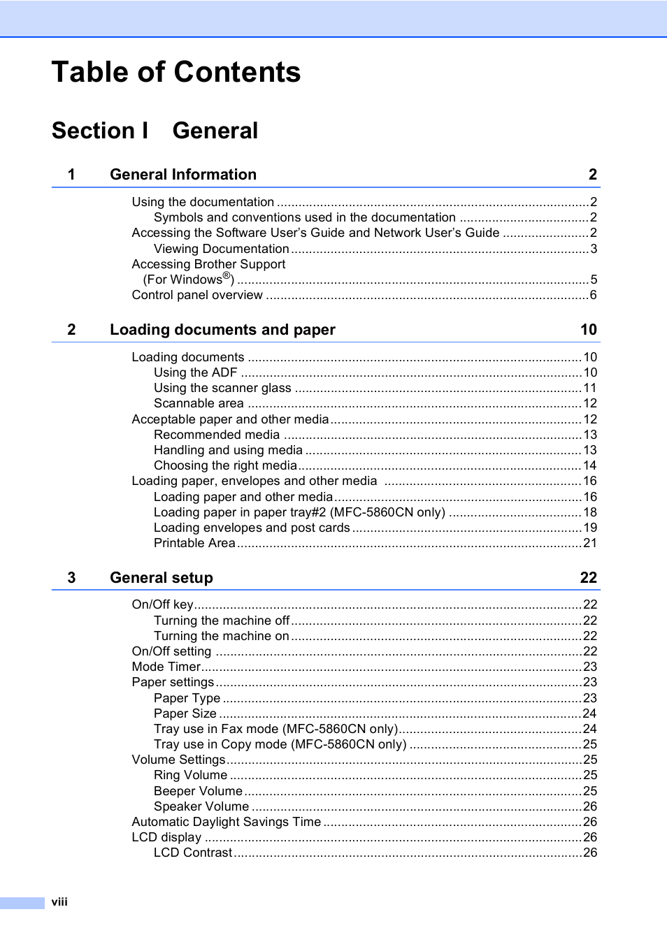 Brother MFC-5860CN User Manual | Page 10 / 169