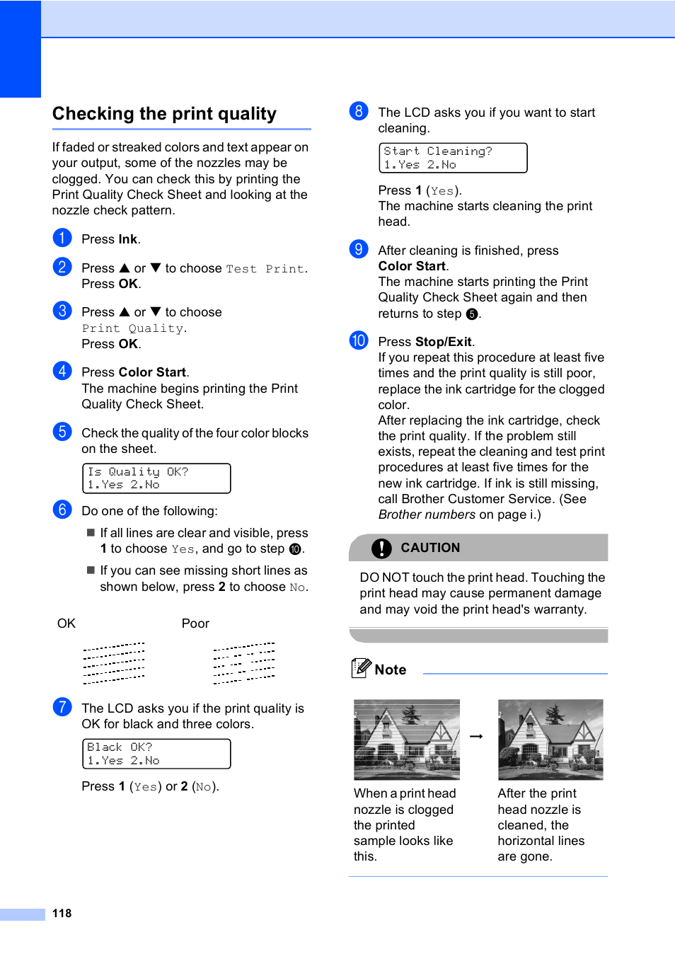 Checking the print quality | Brother MFC-5860CN User Manual | Page 134 / 169