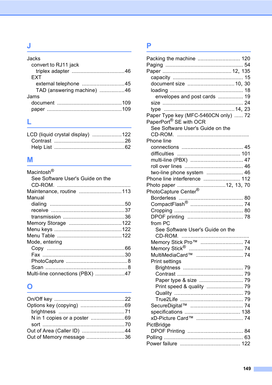 Brother MFC-5860CN User Manual | Page 165 / 169