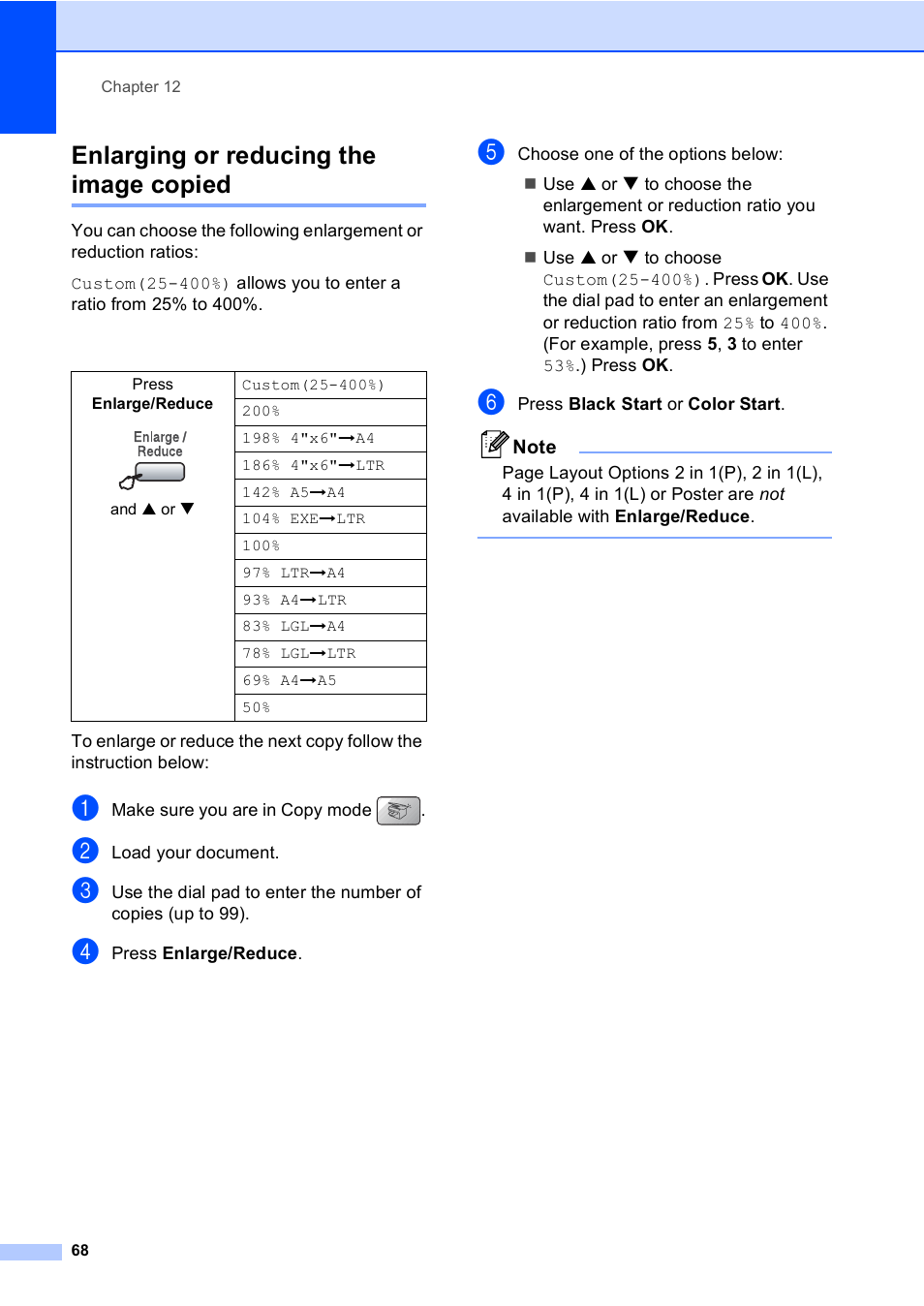 Enlarging or reducing the image copied | Brother MFC-5860CN User Manual | Page 84 / 169