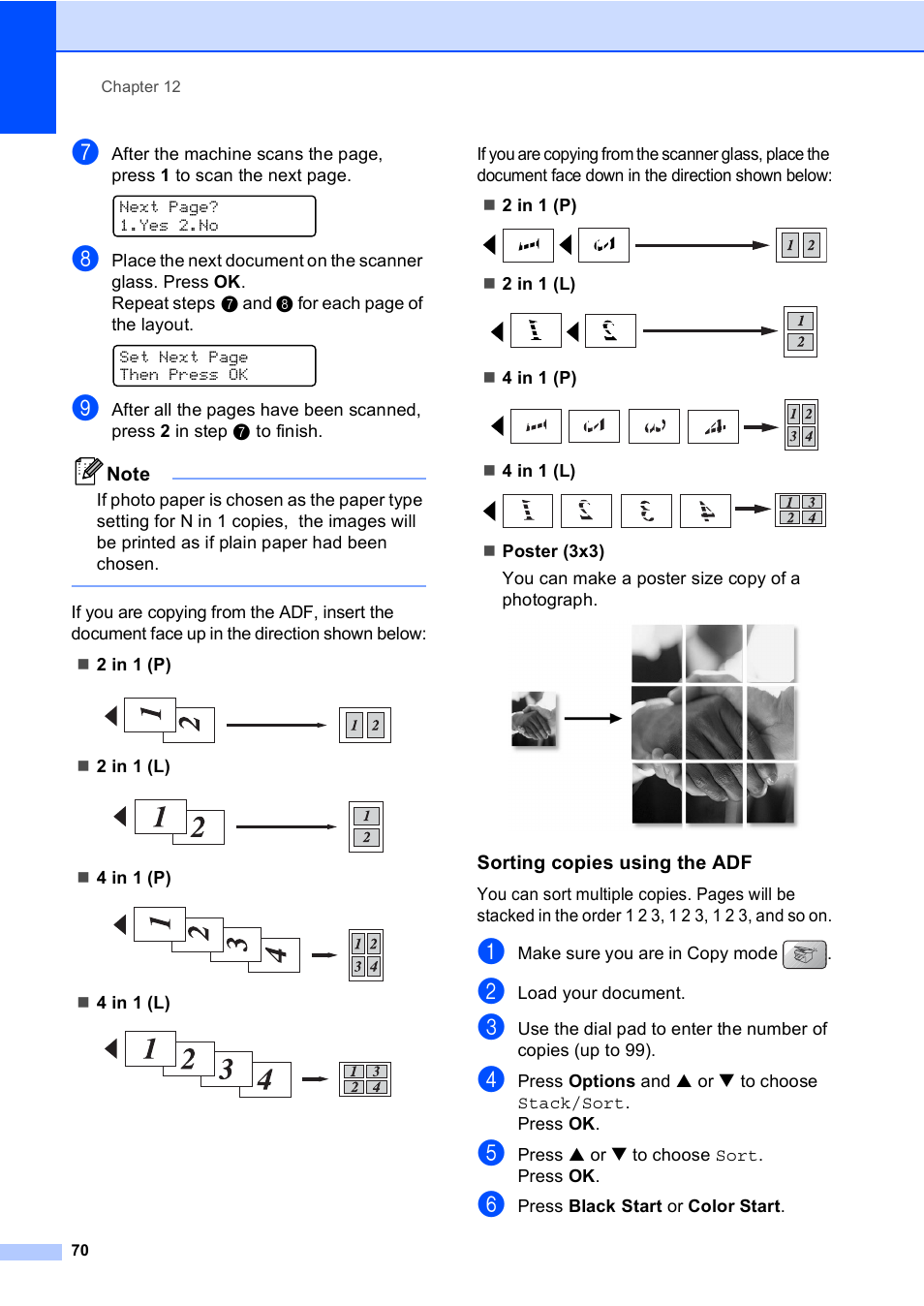 Sorting copies using the adf | Brother MFC-5860CN User Manual | Page 86 / 169