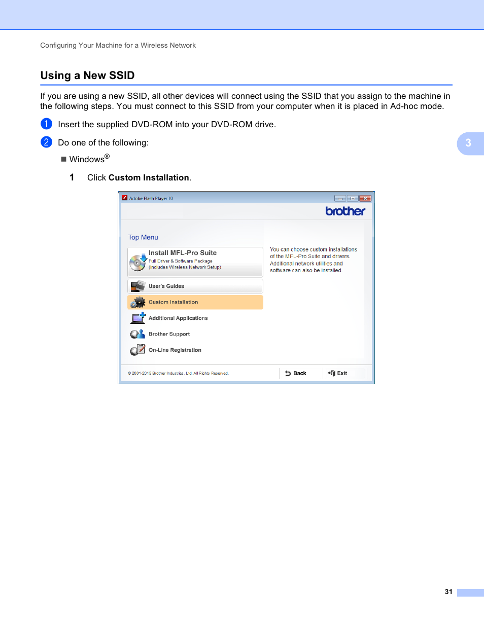 Using a new ssid, 3using a new ssid | Brother ADS-1000W User Manual | Page 34 / 70