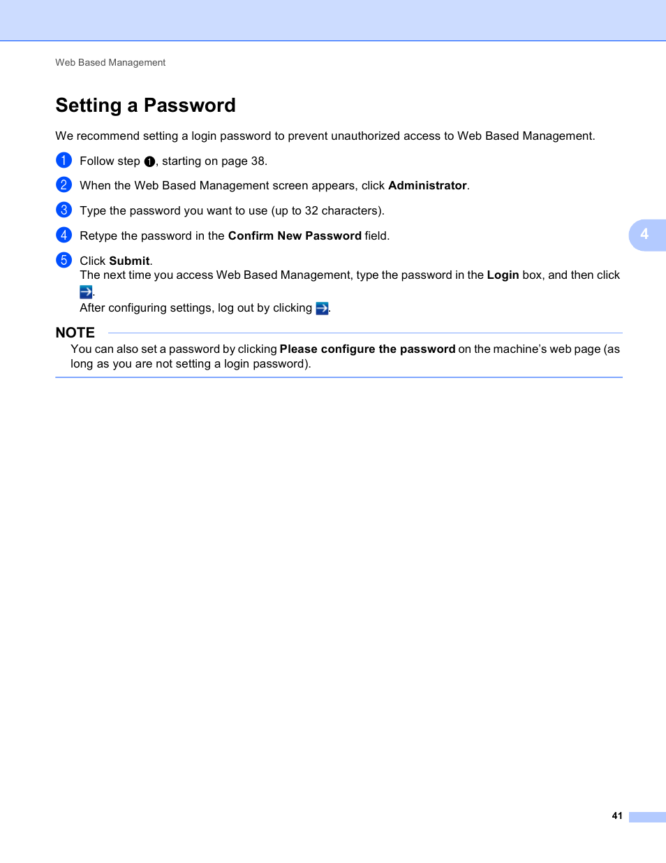 Setting a password | Brother ADS-1000W User Manual | Page 44 / 70