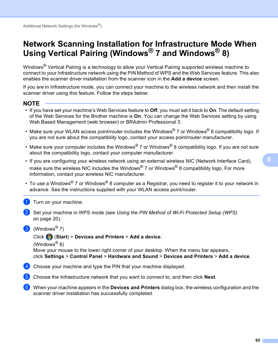 Windows, 7 and windows, 7 and | Brother ADS-1000W User Manual | Page 68 / 70