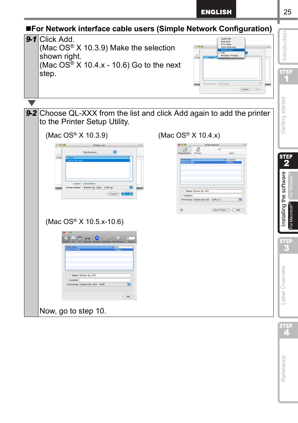 X 10.3.9) make the selection shown right. (mac os, Mac os, X 10.3.9) (mac os | X 10.4.x) (mac os | Brother QL-570 User Manual | Page 31 / 106