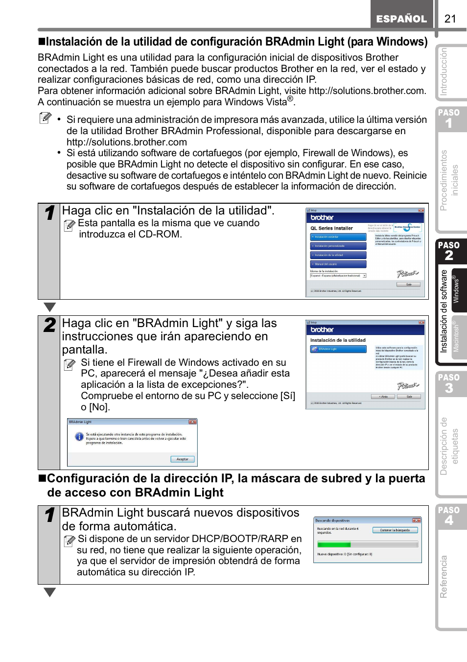 Haga clic en "instalación de la utilidad | Brother QL-570 User Manual | Page 77 / 106