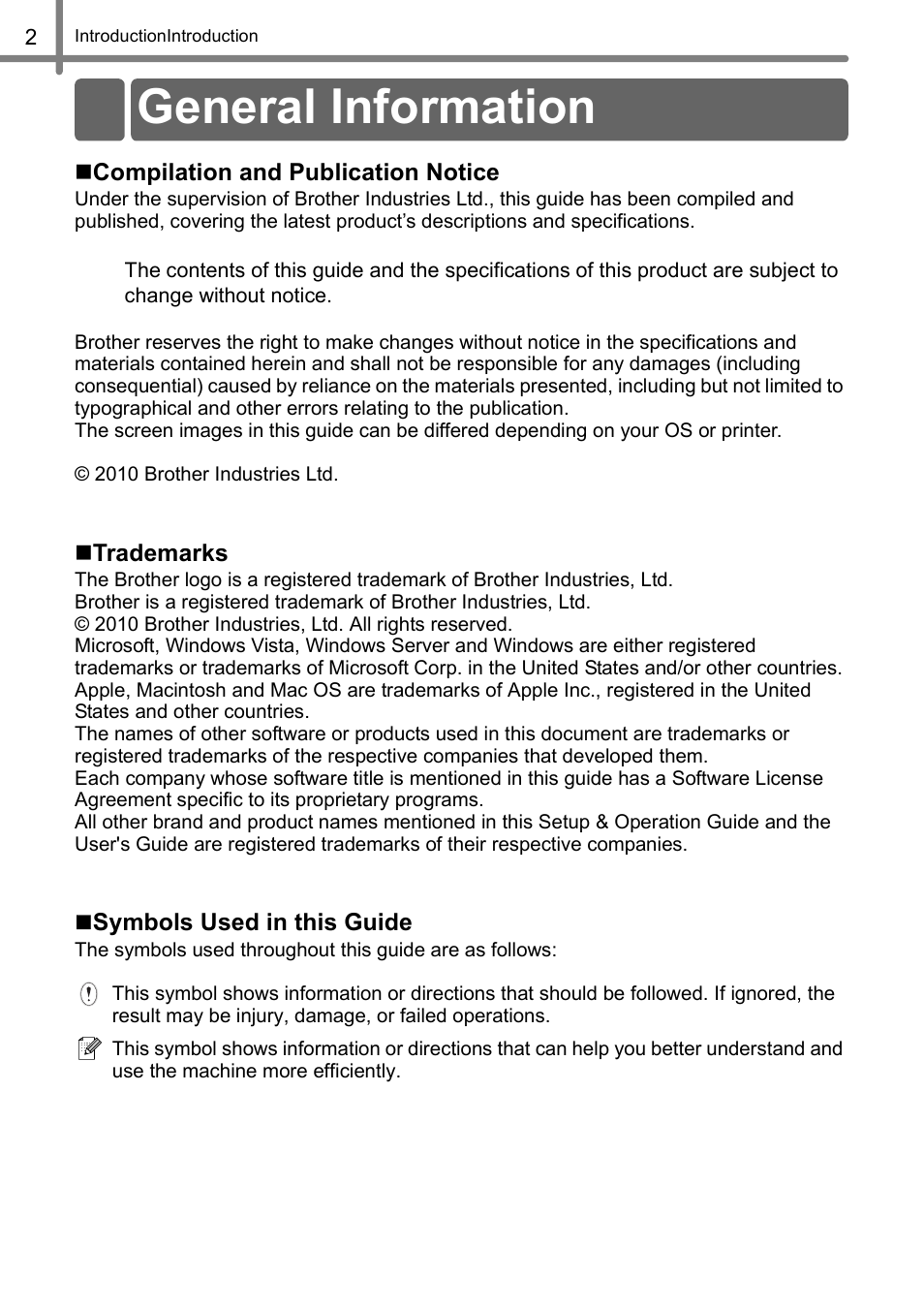 General information | Brother QL-570 User Manual | Page 8 / 106