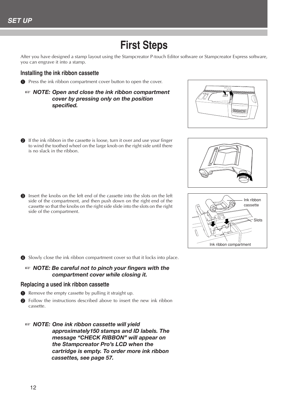 First steps, Set up | Brother SC-2000USB User Manual | Page 16 / 63