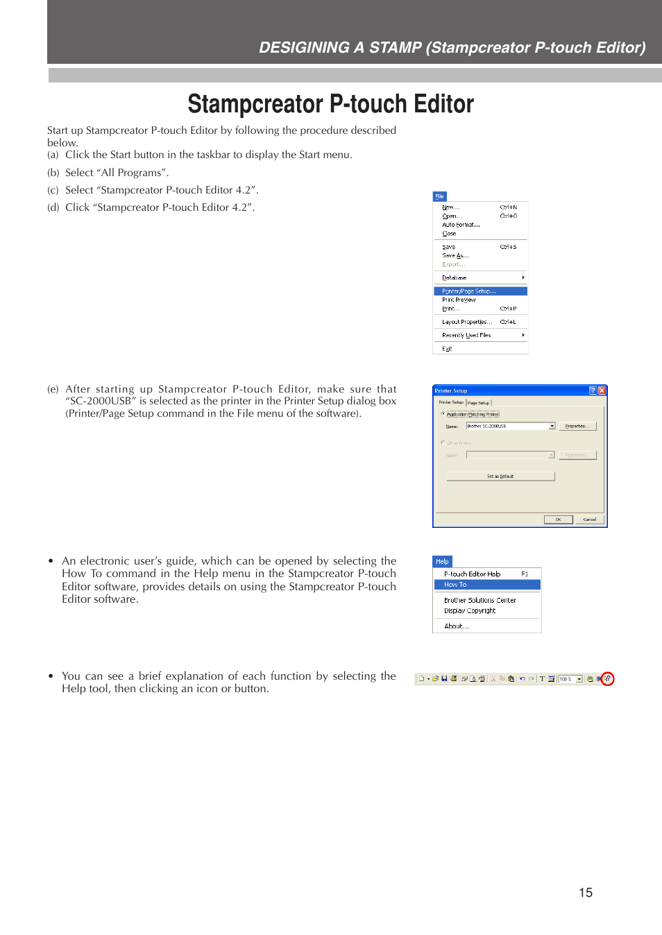 Stampcreator p-touch editor, Desigining a stamp (stampcreator p-touch editor) | Brother SC-2000USB User Manual | Page 19 / 63