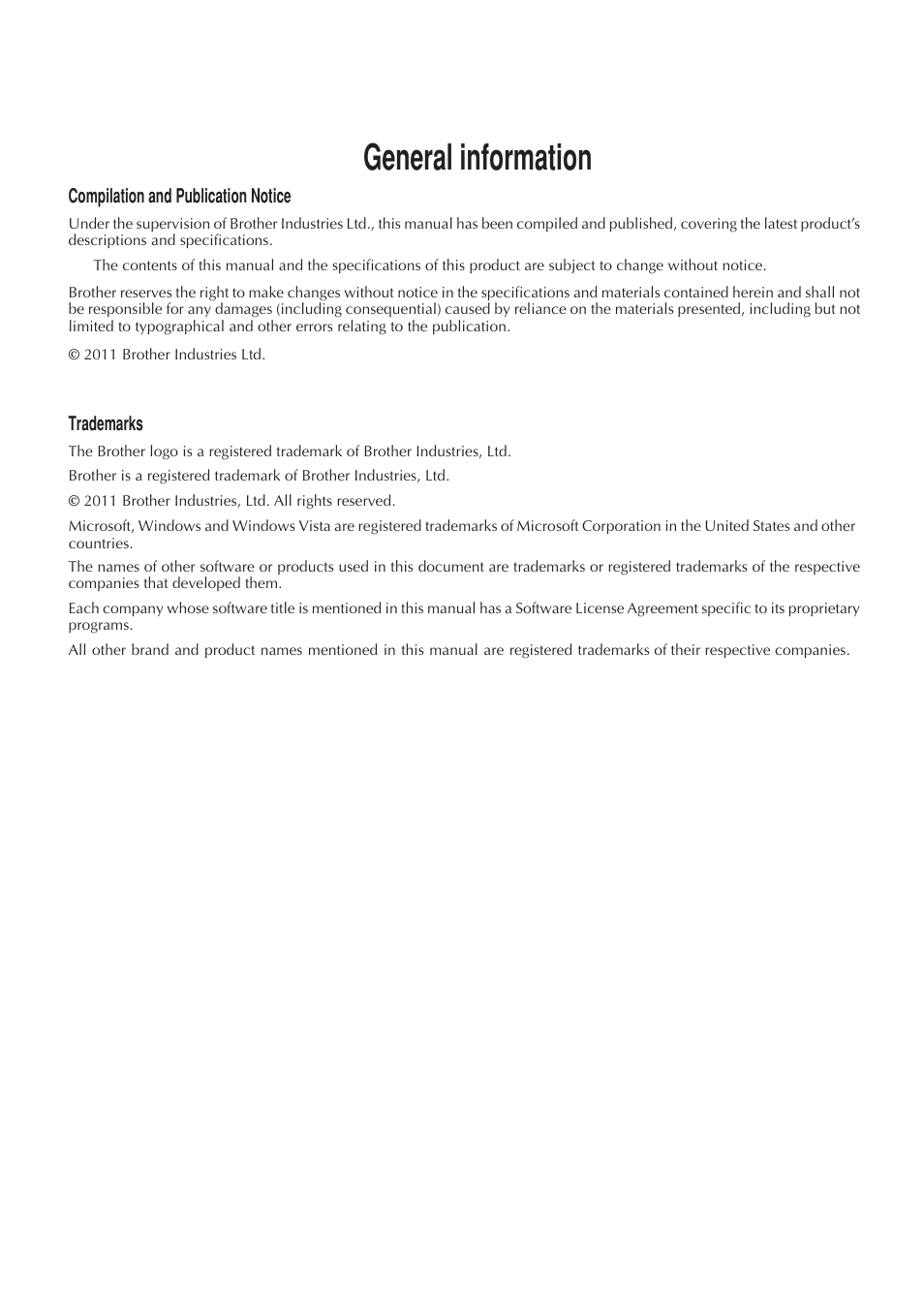 General information | Brother SC-2000USB User Manual | Page 2 / 63