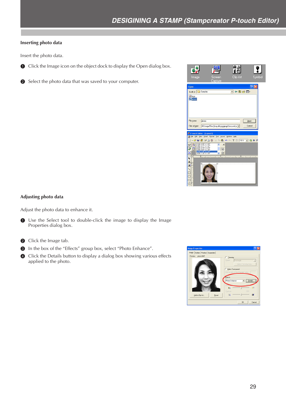 Desigining a stamp (stampcreator p-touch editor) | Brother SC-2000USB User Manual | Page 33 / 63