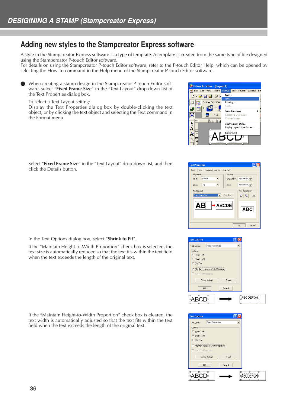 Desigining a stamp (stampcreator express) | Brother SC-2000USB User Manual | Page 40 / 63
