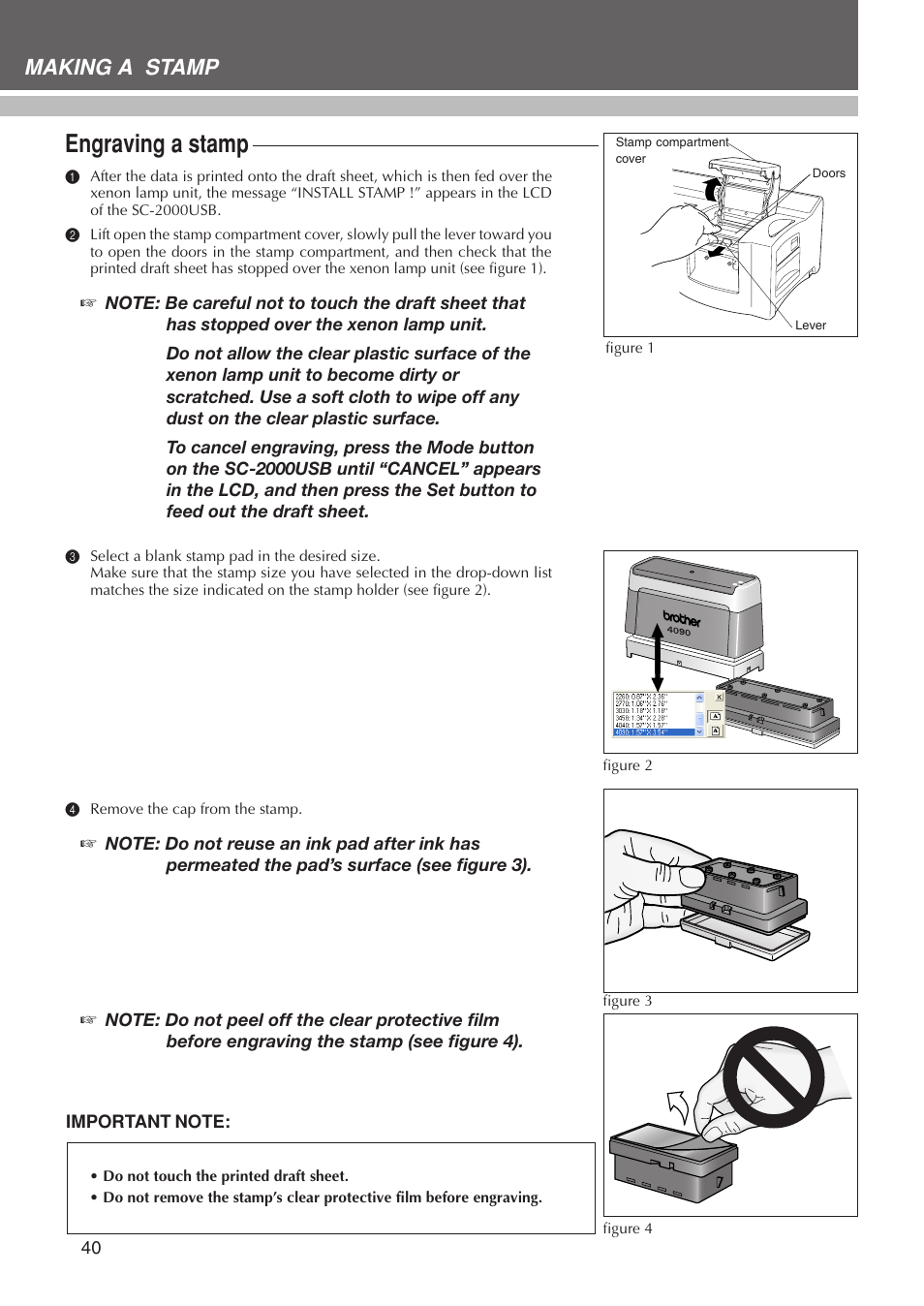 Engraving a stamp, Making a stamp | Brother SC-2000USB User Manual | Page 44 / 63