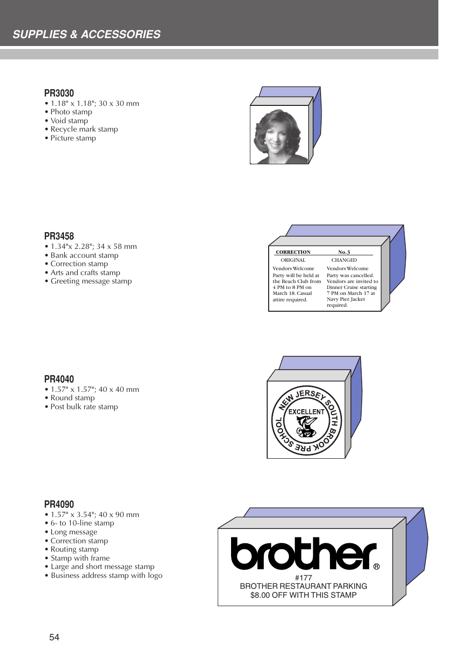 Supplies & accessories, Pr3030, Pr3458 | Pr4040, Pr4090 | Brother SC-2000USB User Manual | Page 58 / 63