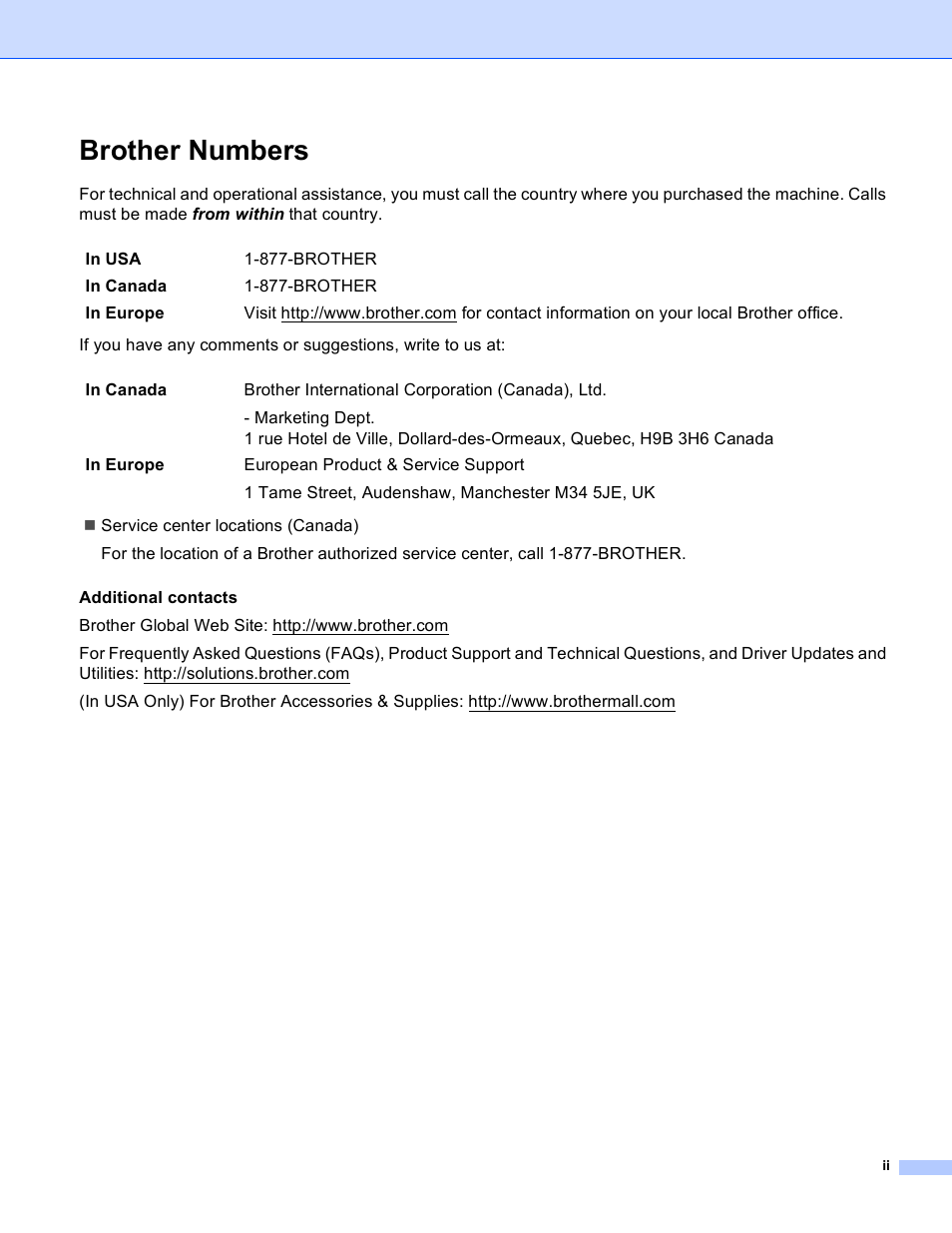 Brother numbers | Brother QL-720NW User Manual | Page 3 / 48