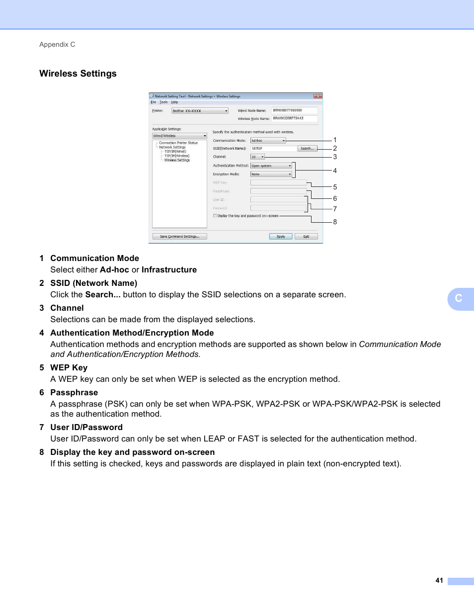 Wireless settings | Brother QL-720NW User Manual | Page 46 / 48