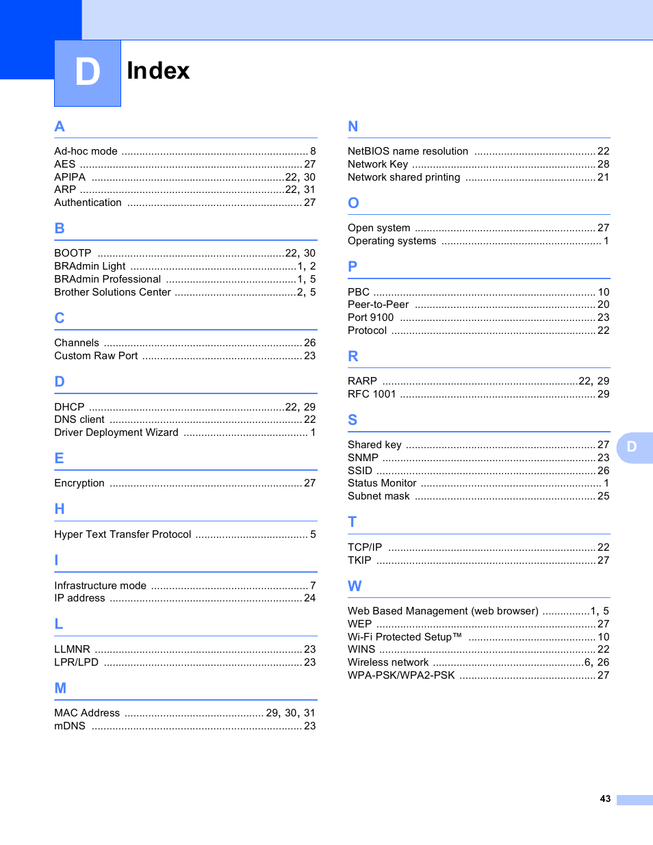 Index | Brother QL-720NW User Manual | Page 48 / 48