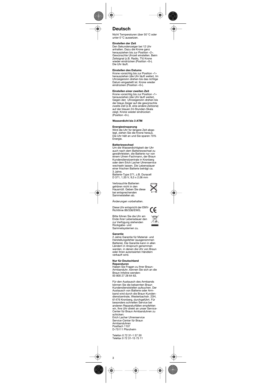 Deutsch | Braun AW24 User Manual | Page 3 / 10