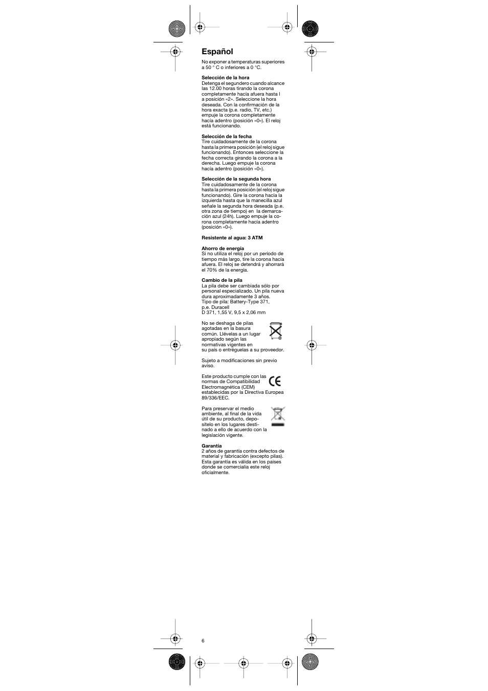 Español | Braun AW24 User Manual | Page 6 / 10