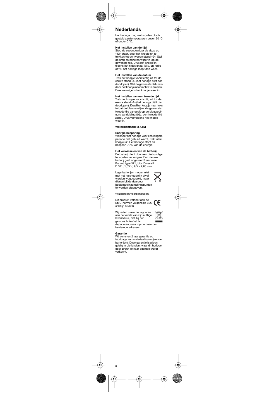 Nederlands | Braun AW24 User Manual | Page 8 / 10