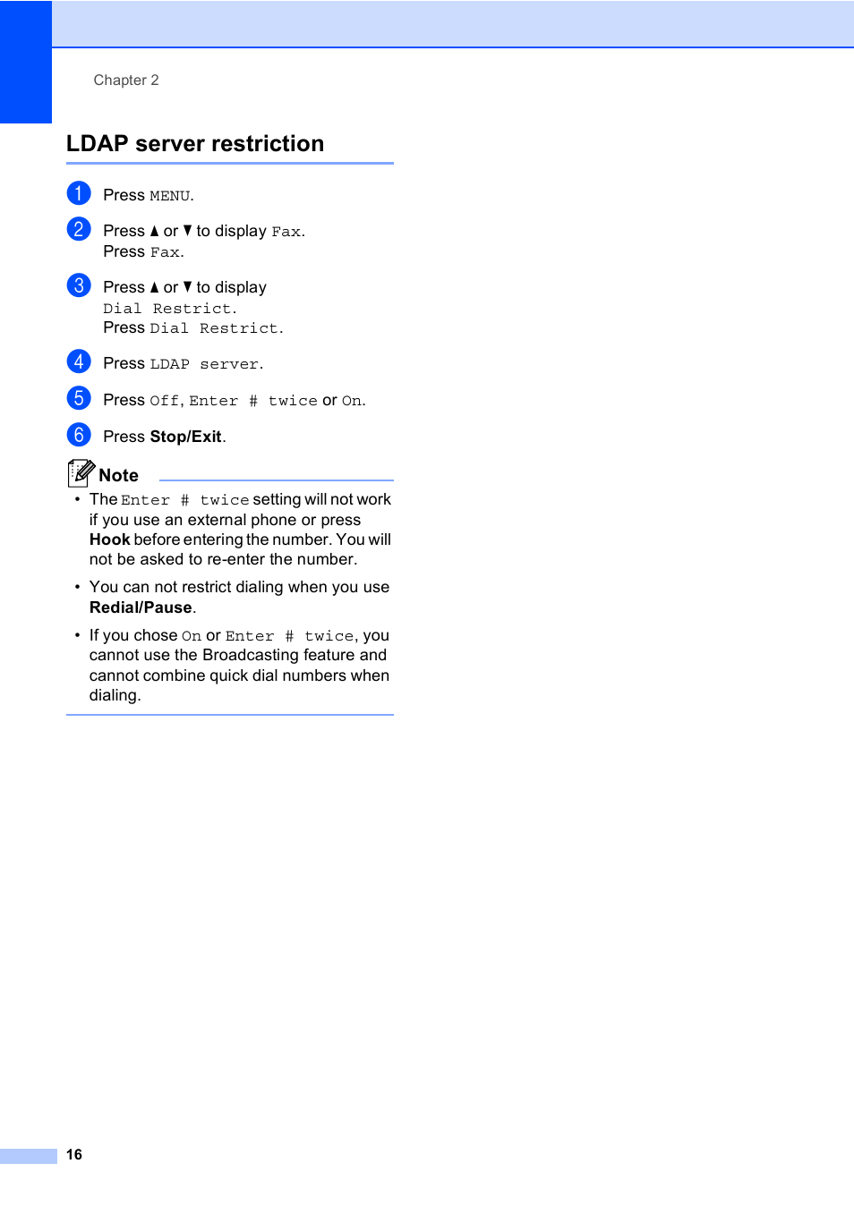 Ldap server restriction | Brother MFC 9970CDW User Manual | Page 22 / 110