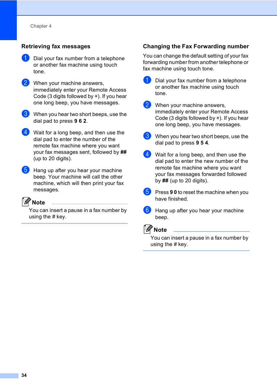 Retrieving fax messages, Changing the fax forwarding number | Brother MFC 9970CDW User Manual | Page 40 / 110