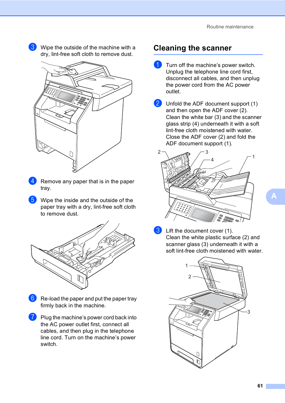 Cleaning the scanner | Brother MFC 9970CDW User Manual | Page 67 / 110