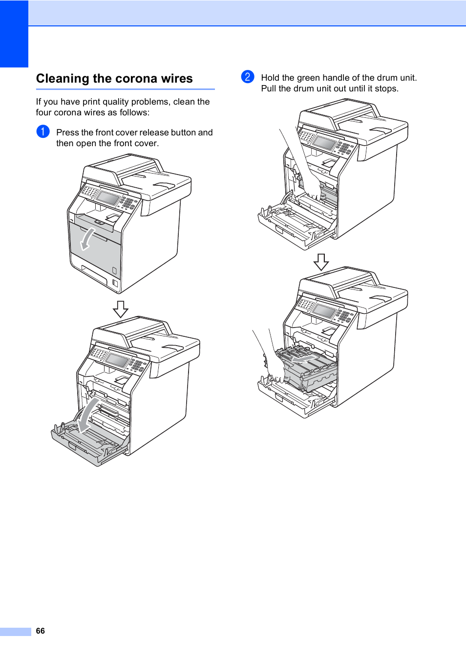 Cleaning the corona wires | Brother MFC 9970CDW User Manual | Page 72 / 110