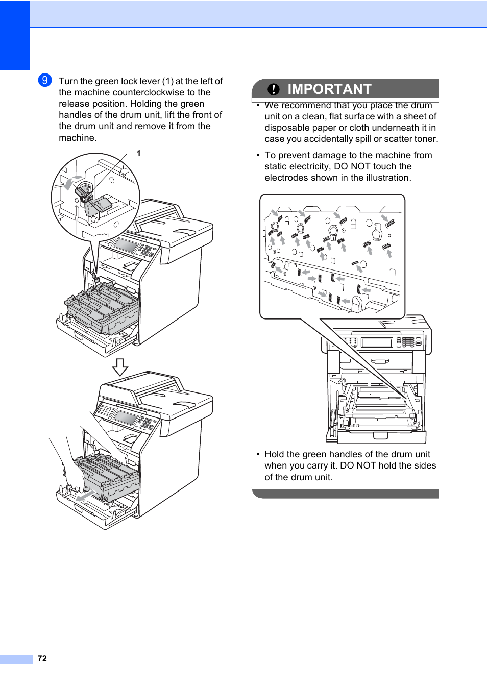 Important | Brother MFC 9970CDW User Manual | Page 78 / 110