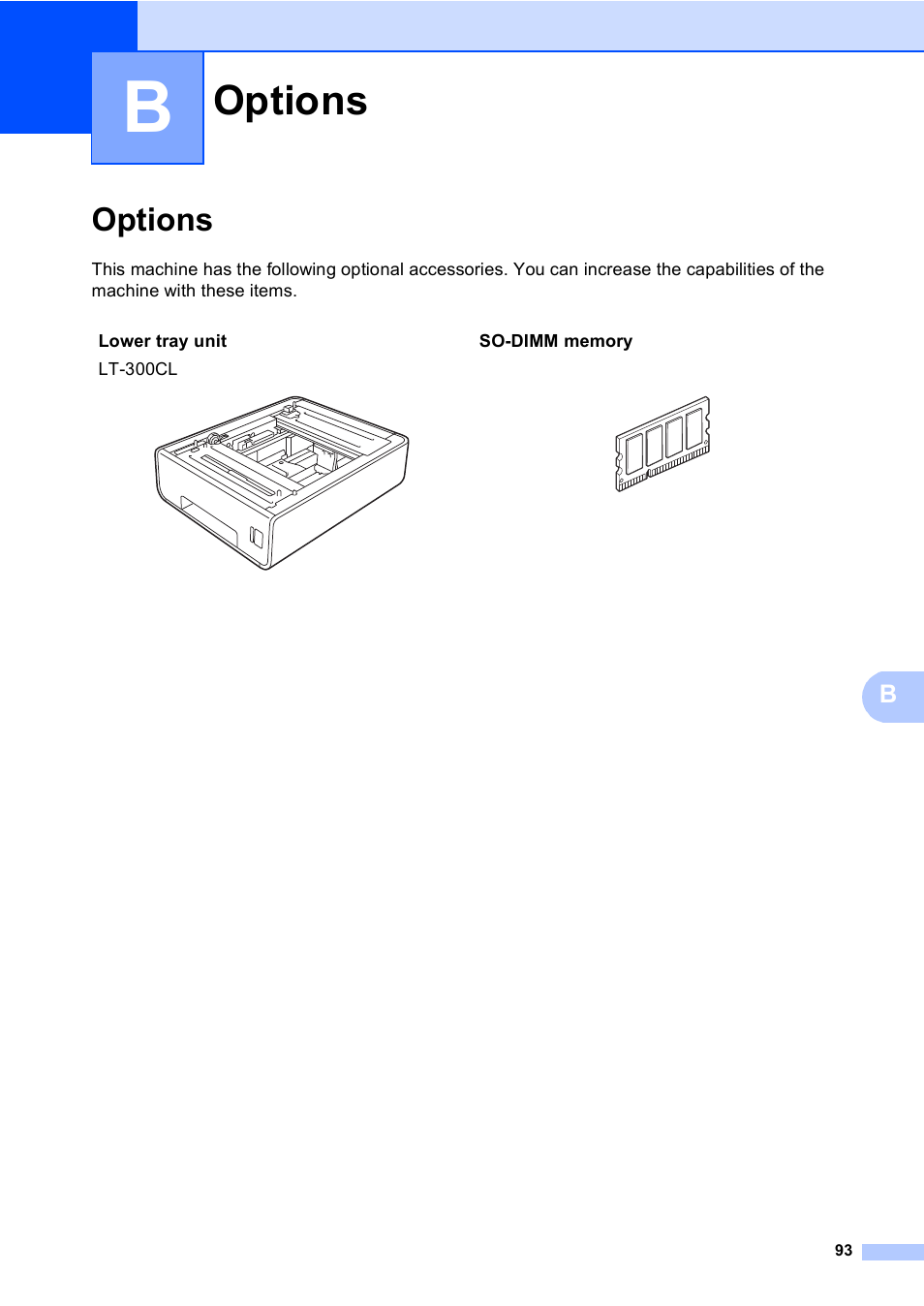 B options, Options | Brother MFC 9970CDW User Manual | Page 99 / 110