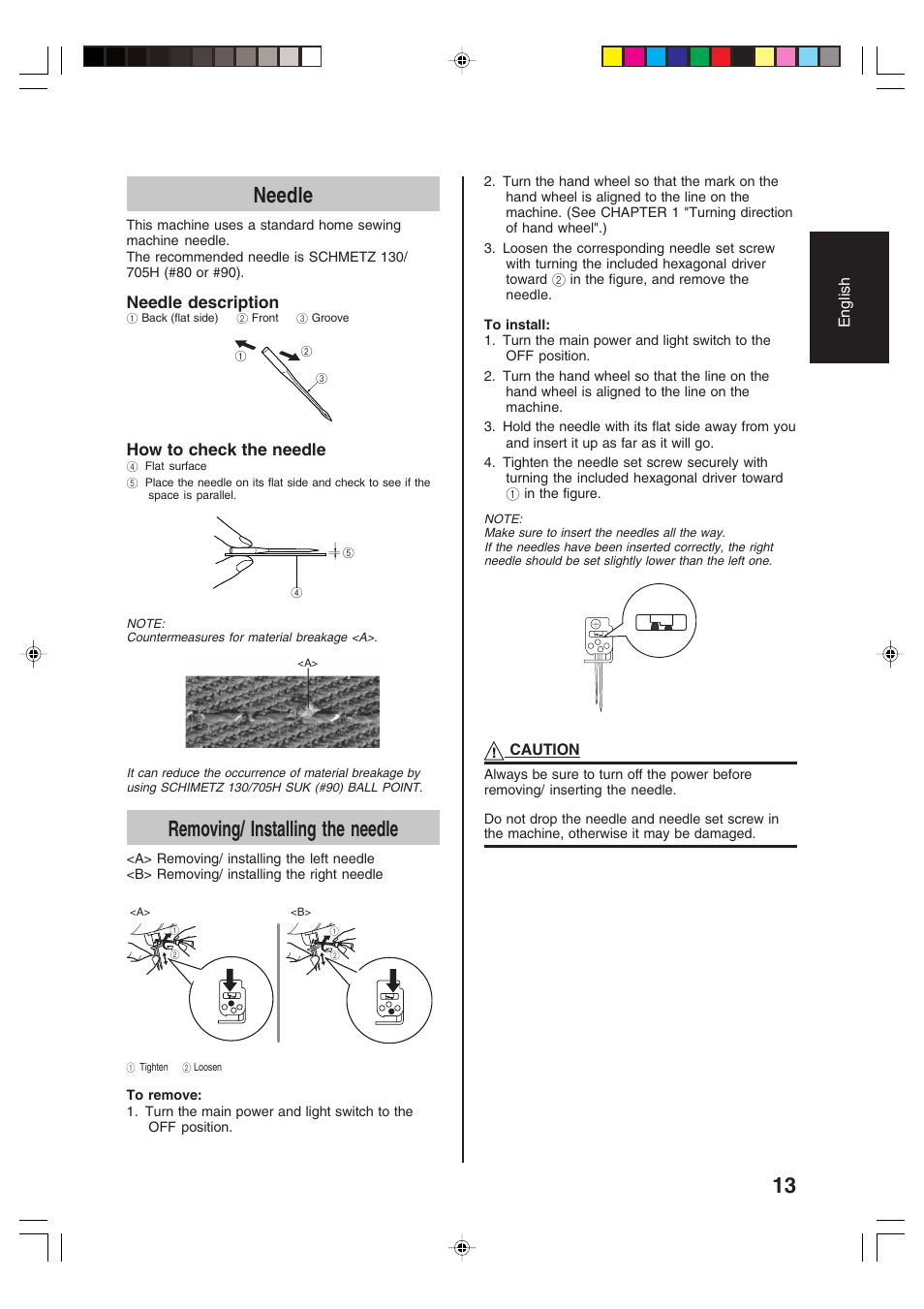 Needle, Removing/ installing the needle, Needle description | How to check the needle | Brother 3034D User Manual | Page 15 / 76