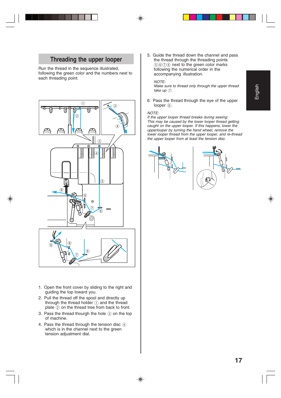 Threading the upper looper | Brother 3034D User Manual | Page 19 / 76