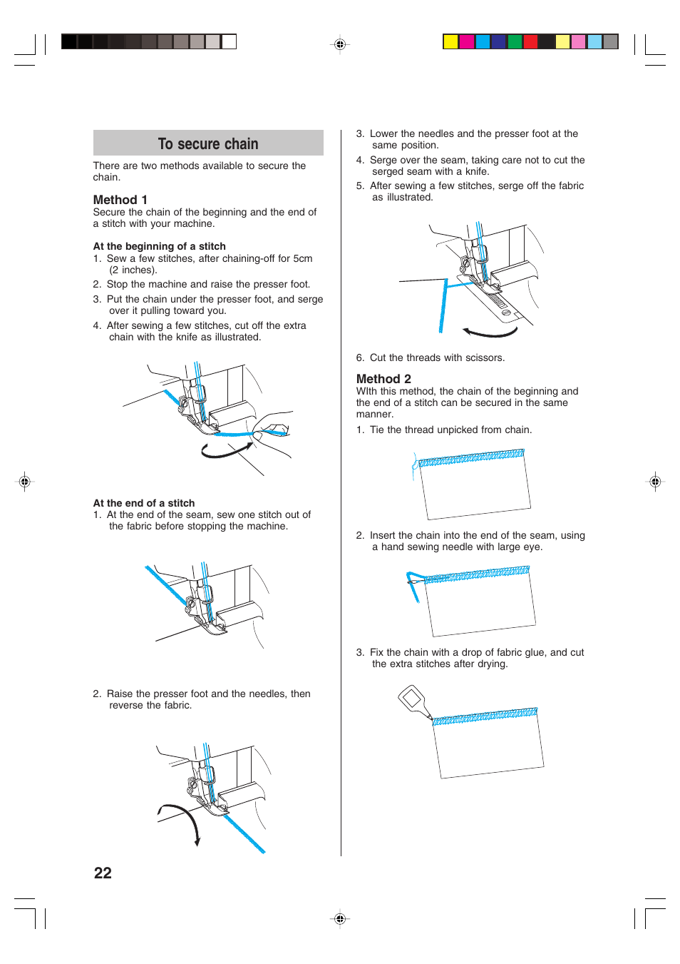 22 to secure chain | Brother 3034D User Manual | Page 24 / 76