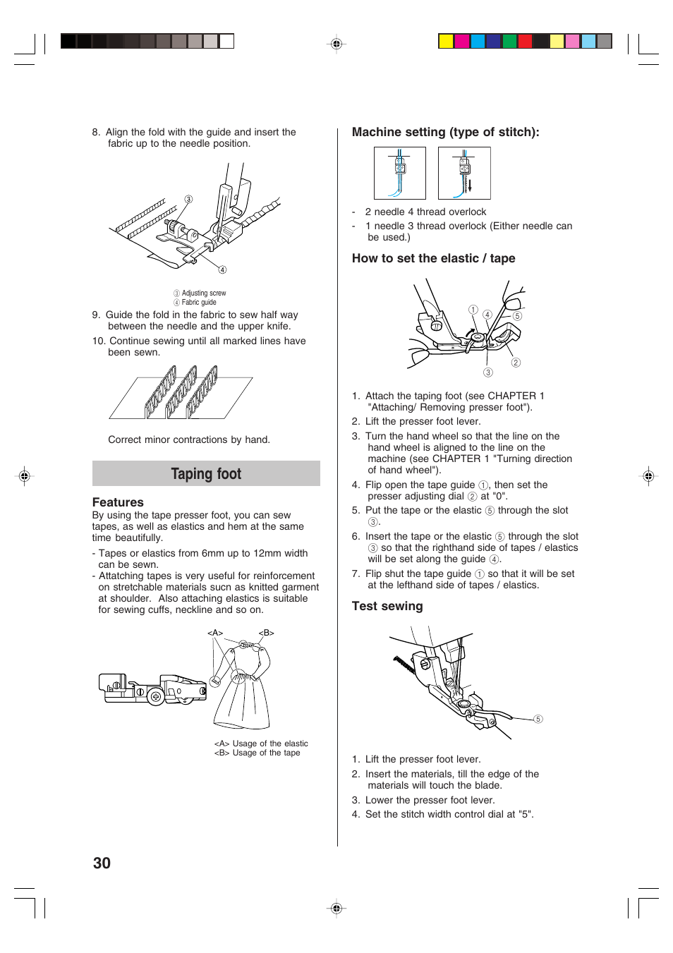 Taping foot | Brother 3034D User Manual | Page 32 / 76