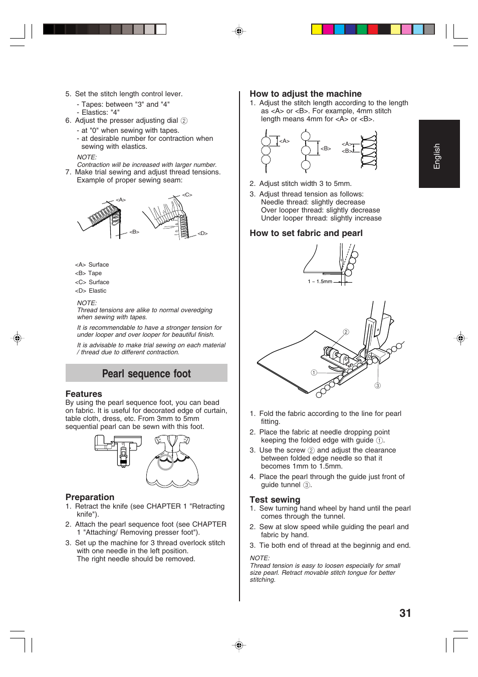 Pearl sequence foot | Brother 3034D User Manual | Page 33 / 76